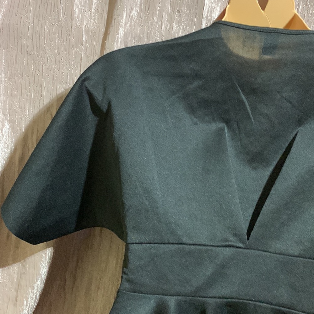 Shein Top Open Cardigan 12 Short Sleeve Ties in the Front Black Stretchy - Picture 9 of 14